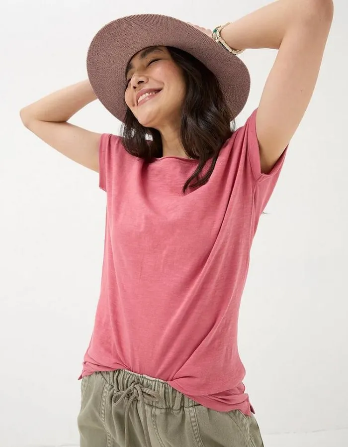 Women FatFace Tops and TShirts Organic Cotton Ivy TShirt Rose Pink