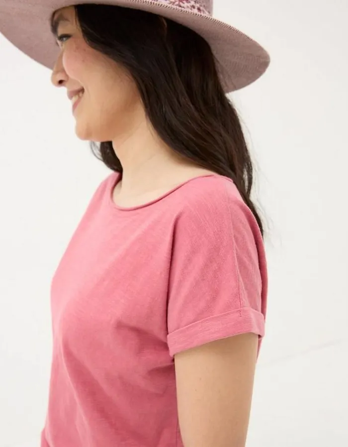 Women FatFace Tops and TShirts Organic Cotton Ivy TShirt Rose Pink