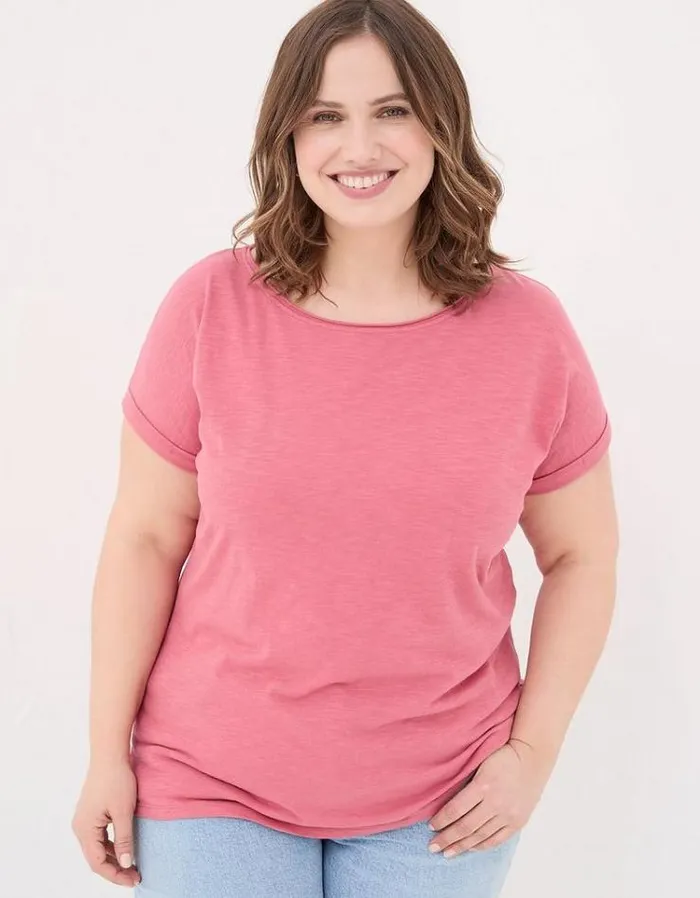 Women FatFace Tops and TShirts Organic Cotton Ivy TShirt Rose Pink