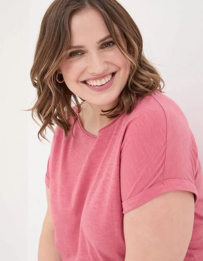 Women FatFace Tops and TShirts Organic Cotton Ivy TShirt Rose Pink