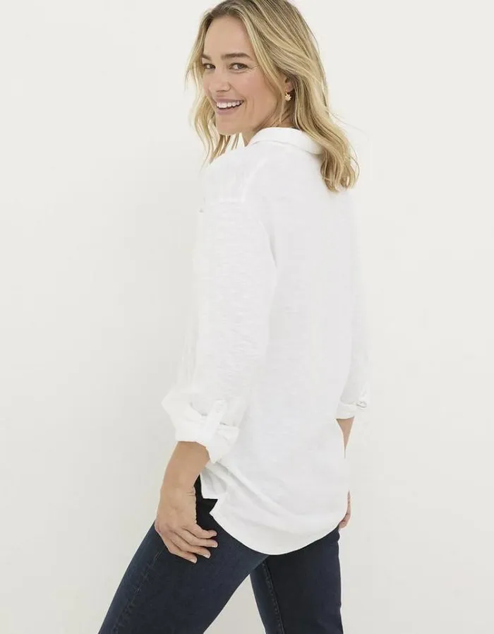 Women FatFace Tops and TShirts Paige Jersey Shirt White