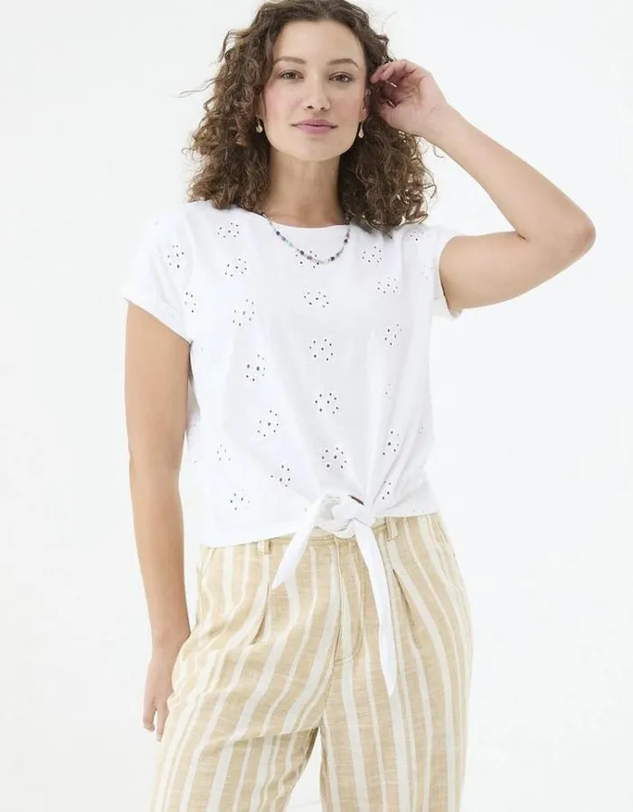 Women FatFace Tops and TShirts Roisin Tie Front Top Ivory