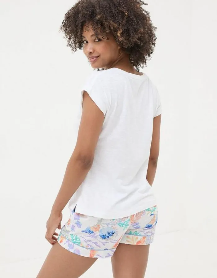 Women FatFace Tops and TShirts Shell Graphic TShirt Ivory