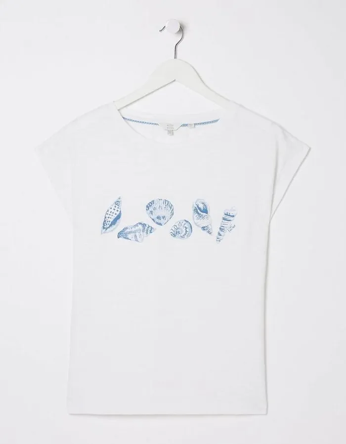Women FatFace Tops and TShirts Shell Graphic TShirt Ivory