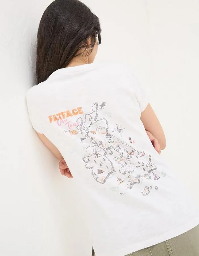 Women FatFace Tops and TShirts UK Map Graphic TShirt White