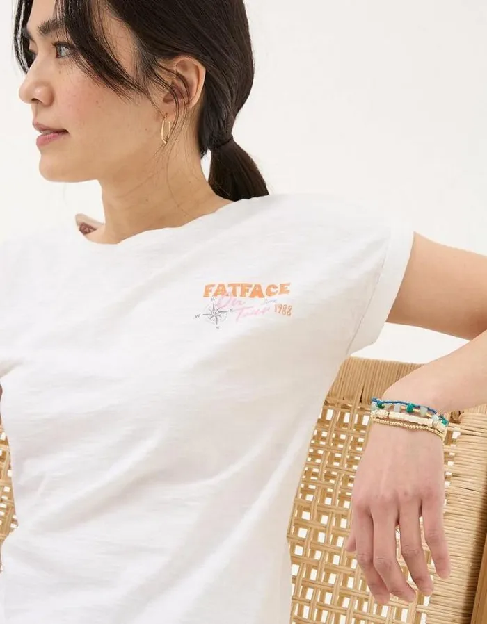 Women FatFace Tops and TShirts UK Map Graphic TShirt White