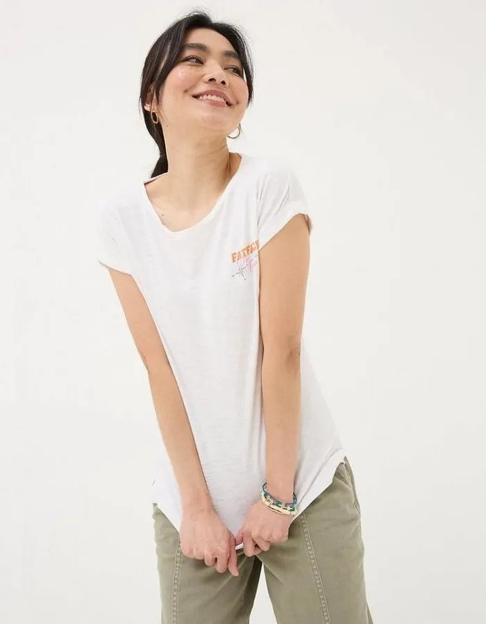 Women FatFace Tops and TShirts UK Map Graphic TShirt White