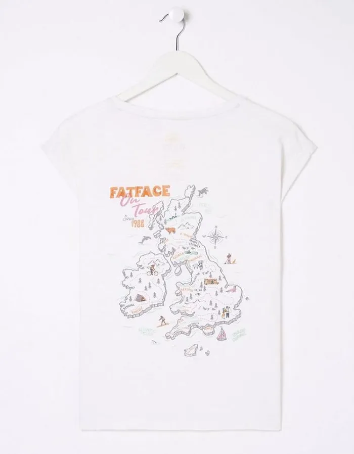Women FatFace Tops and TShirts UK Map Graphic TShirt White