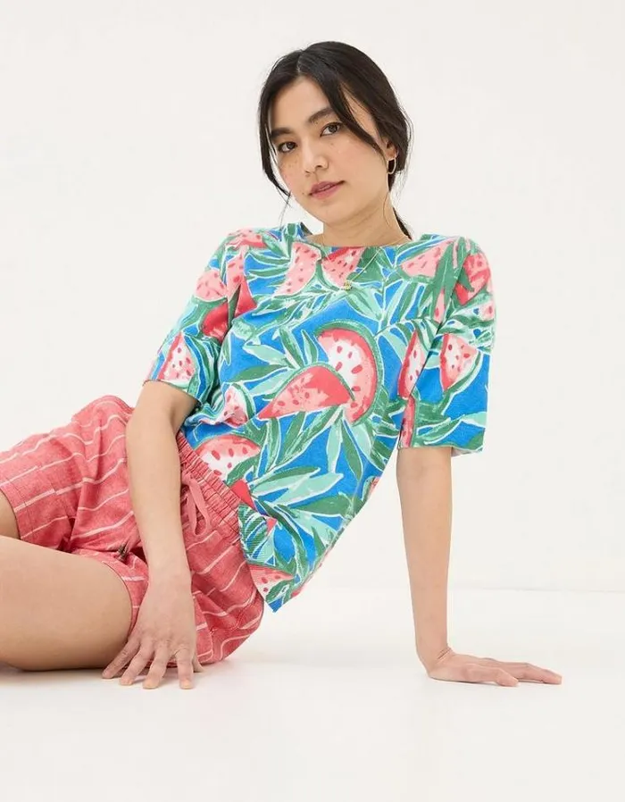 Women FatFace Tops and TShirts Watermelons Printed Knit T Shirt Multi