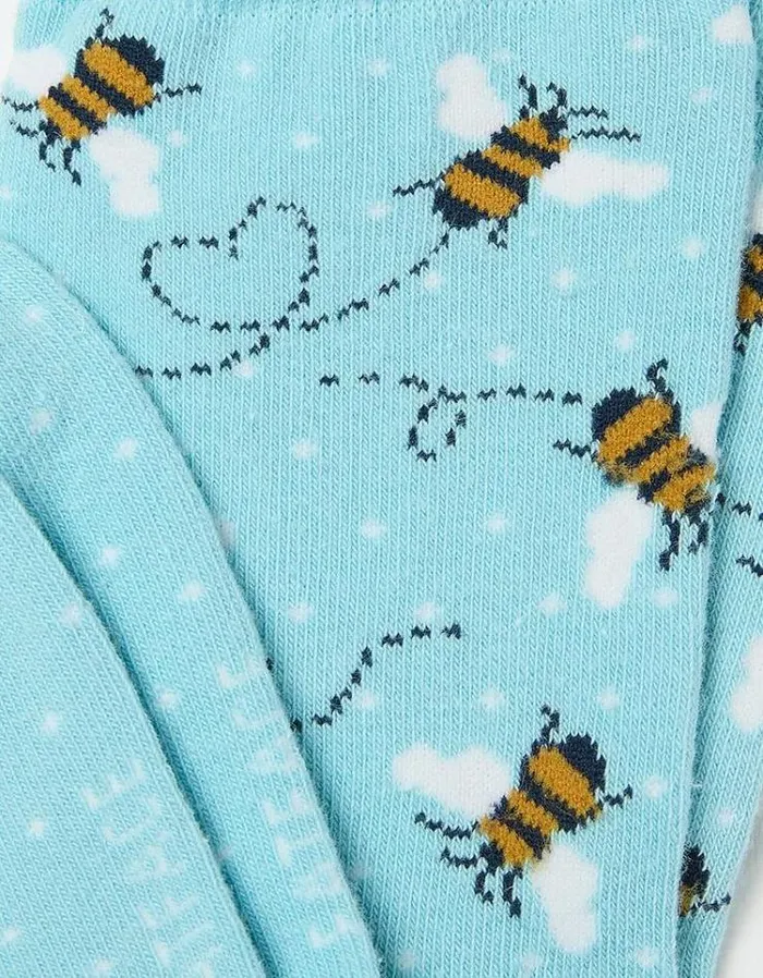 Women FatFace Underwear Socks and Tights 1 Pack Bee Socks Light Blue