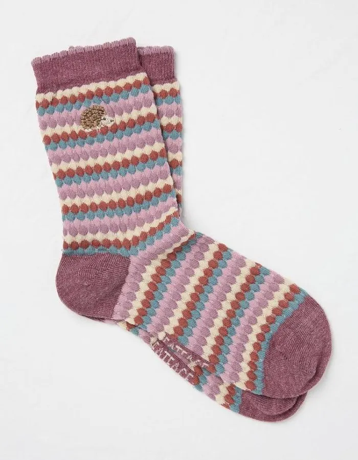 Women FatFace Underwear Socks and Tights 1 Pack Textured Hedgehog Socks Pink
