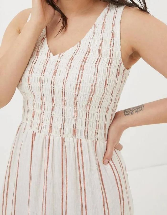Women FatFace Vacation Shop Aria Stripe Midi Dress Natural