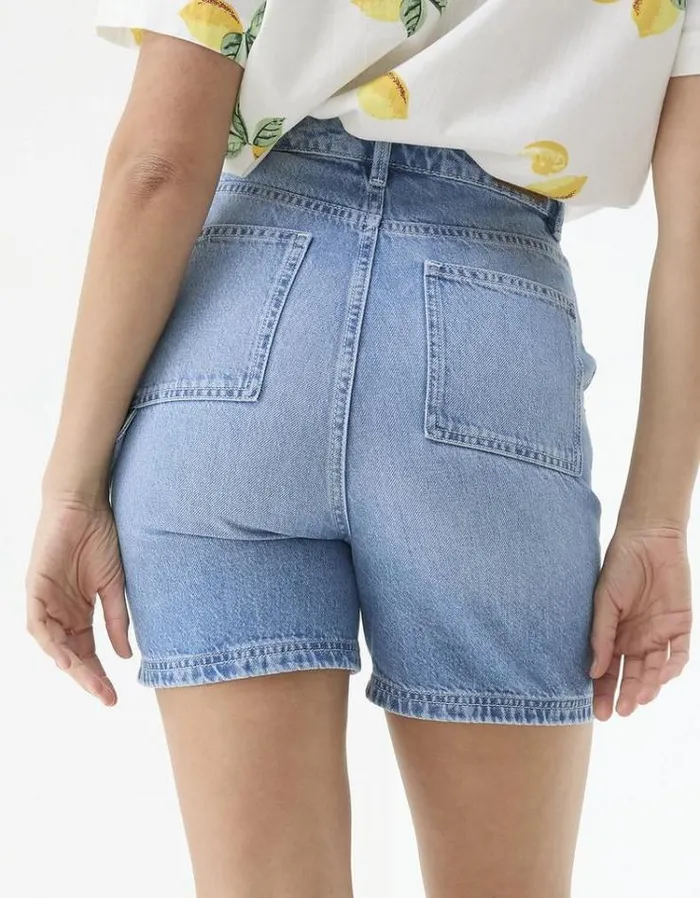 Women FatFace Vacation Shop Cali Denim Carpenter Shorts Light Denim Blue