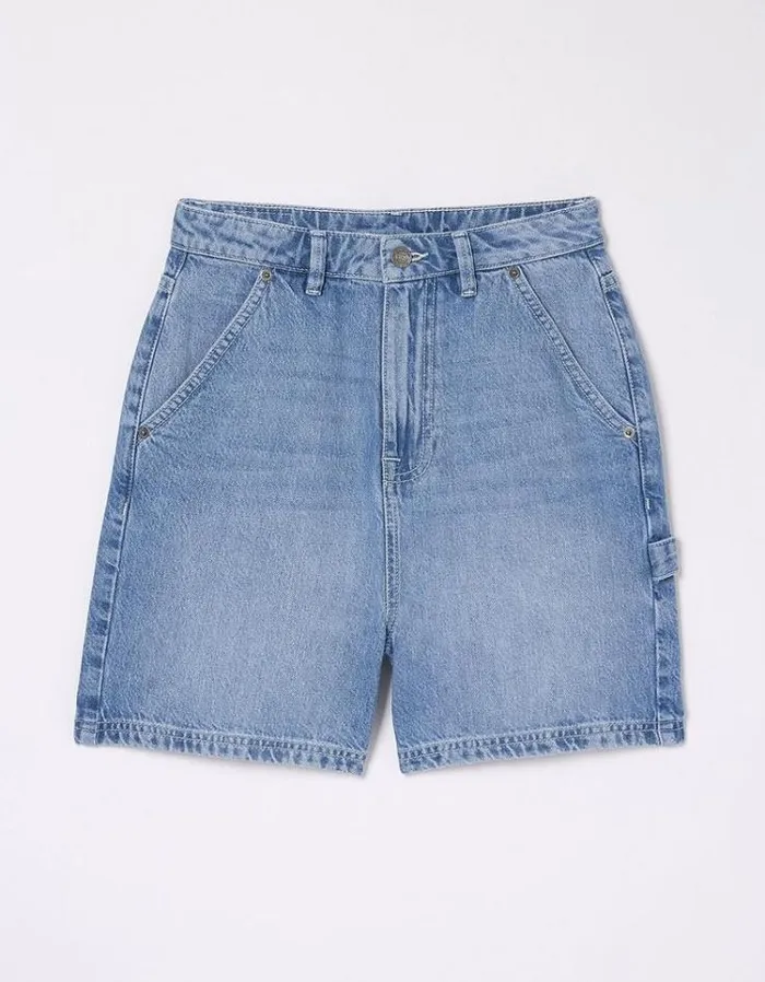 Women FatFace Vacation Shop Cali Denim Carpenter Shorts Light Denim Blue