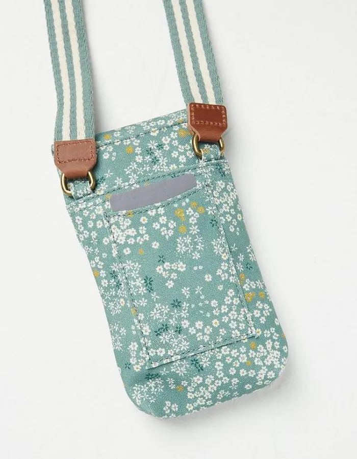 Women FatFace Vacation Shop Elsie Canvas Phone Bag Green Haze