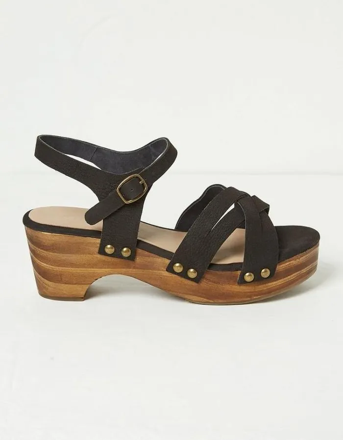 Women FatFace Vacation Shop Leoni Mid Heel Clog Black