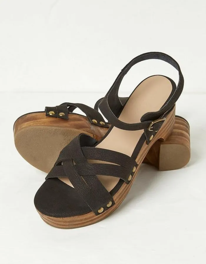 Women FatFace Vacation Shop Leoni Mid Heel Clog Black