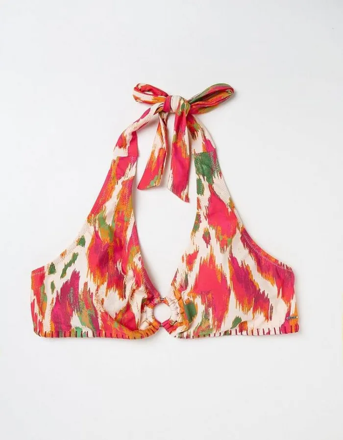 Women FatFace Vacation Shop Nori Paradise Ikat Bikini Top Ivory