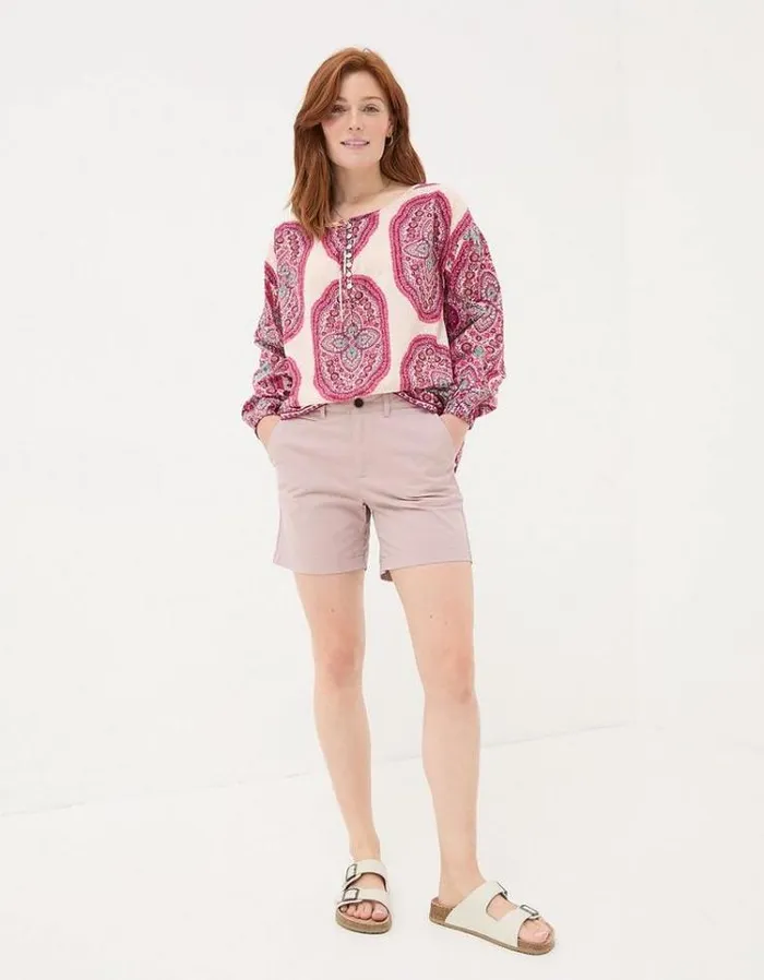 Women FatFace Vacation Shop Padstow Chino Shorts Washed Pink