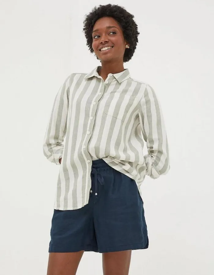Women FatFace Vacation Shop Tenby Linen Shorts Navy