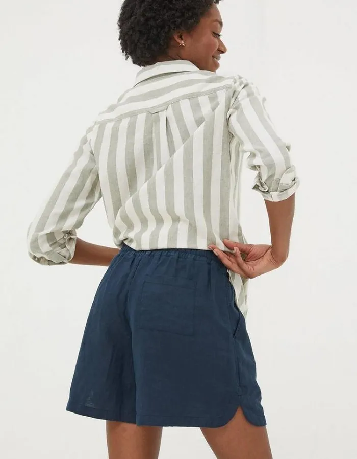 Women FatFace Vacation Shop Tenby Linen Shorts Navy