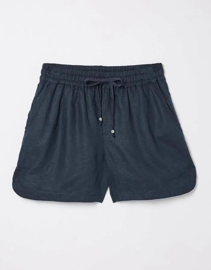 Women FatFace Vacation Shop Tenby Linen Shorts Navy