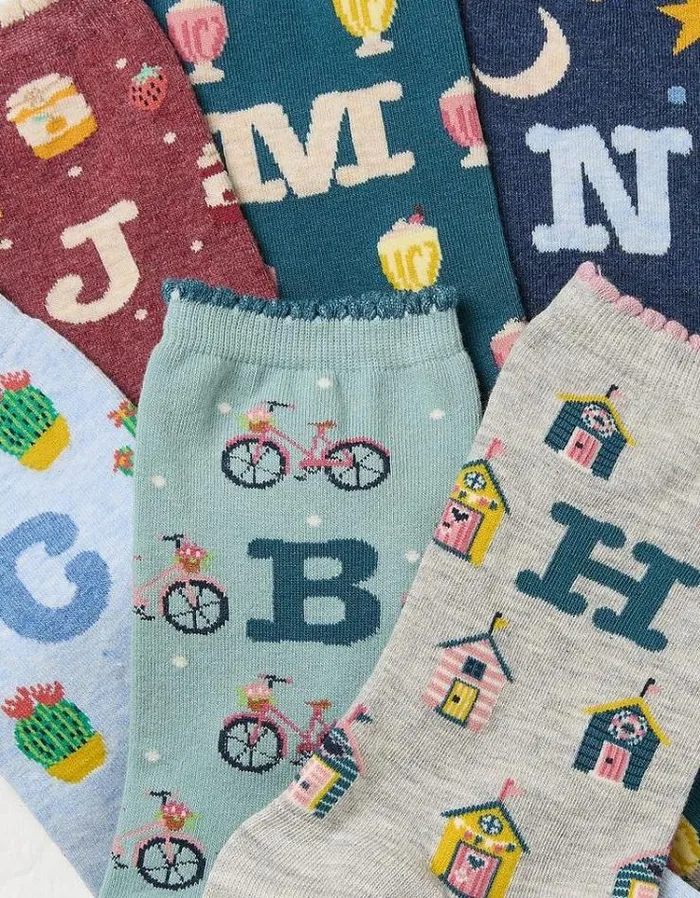 Women FatFace Women039s Sale 1 Pack Alphabet Socks Multi