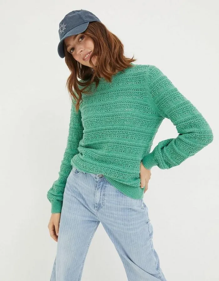 Women FatFace Women039s Sale Adrinenna Crew Neck Sweater Bright Green
