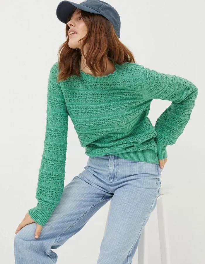 Women FatFace Women039s Sale Adrinenna Crew Neck Sweater Bright Green