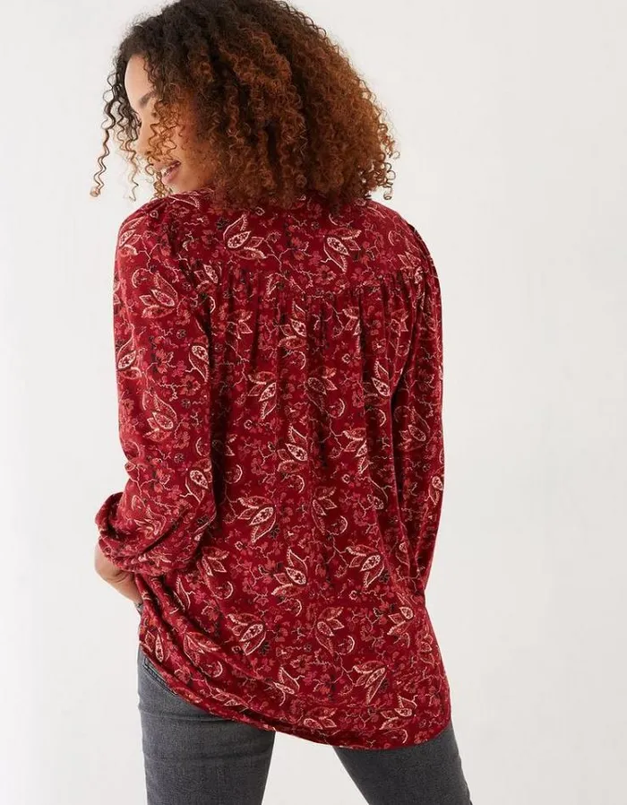 Women FatFace Women039s Sale Betty Floral Craft Longline Top Dark Red