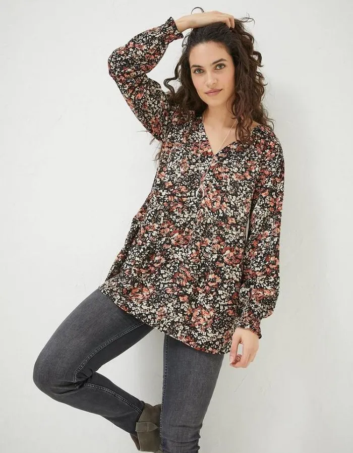 Women FatFace Women039s Sale Dylan Blush Longline Blouse Black
