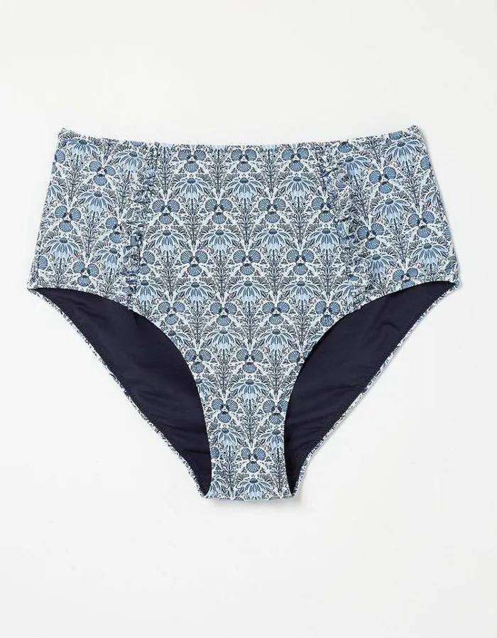 Women FatFace Women039s Sale Sea Floral High Waisted Bikini Bottoms Sea Blue