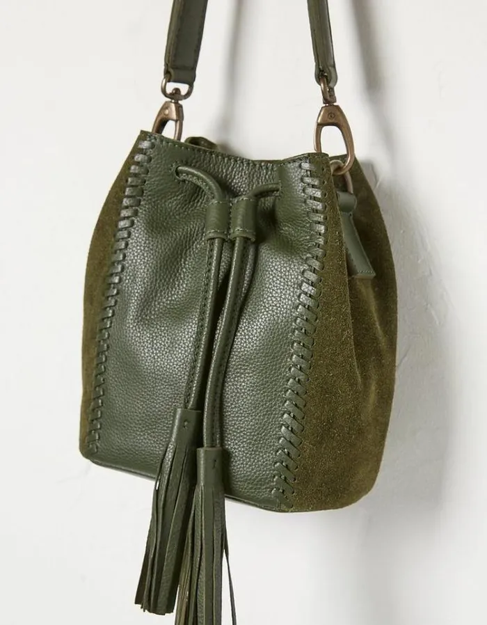 Women FatFace Women039s Sale Winalie Leather Mini Bucket Bag Khaki Green