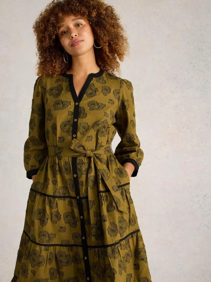 Women Fawn Jacquard Midi Dress Green Multi White Stuff Party Dresses Women Fawn Jacquard Midi Dress Green Multi White Stuff Party Dresses