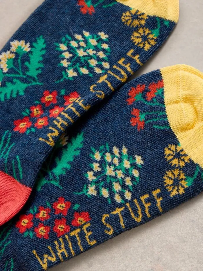 Women Floral Bouquet Ankle Sock Blue Multi White Stuff Socks
