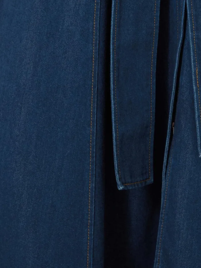 Women Fluid Denim Belted Shirt Dress Indigo Jigsaw Denim