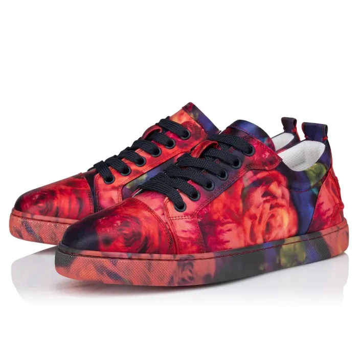 Women Fun Louise Junior Sneakers 8211 Roses Printed Crepe Satin 8211 Multicolor Christian Louboutin Sneakers