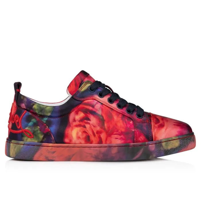 Women Fun Louise Junior Sneakers 8211 Roses Printed Crepe Satin 8211 Multicolor Christian Louboutin Sneakers