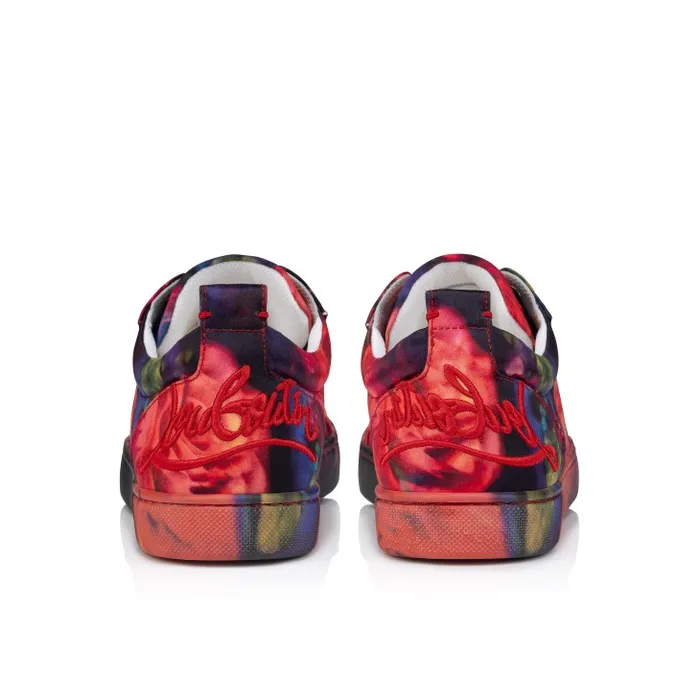 Women Fun Louise Junior Sneakers 8211 Roses Printed Crepe Satin 8211 Multicolor Christian Louboutin Sneakers
