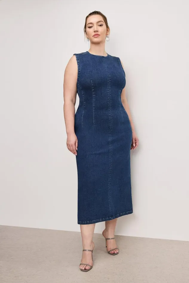 Women GOOD AMERICAN Dresses DENIM MIDIDRESS Indigo724