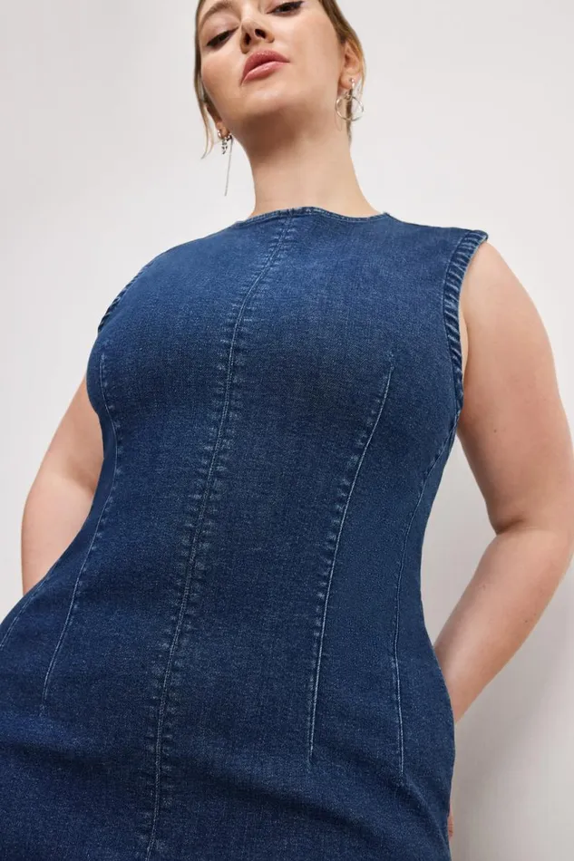 Women GOOD AMERICAN Dresses DENIM MIDIDRESS Indigo724 Women GOOD AMERICAN Dresses DENIM MIDIDRESS Indigo724