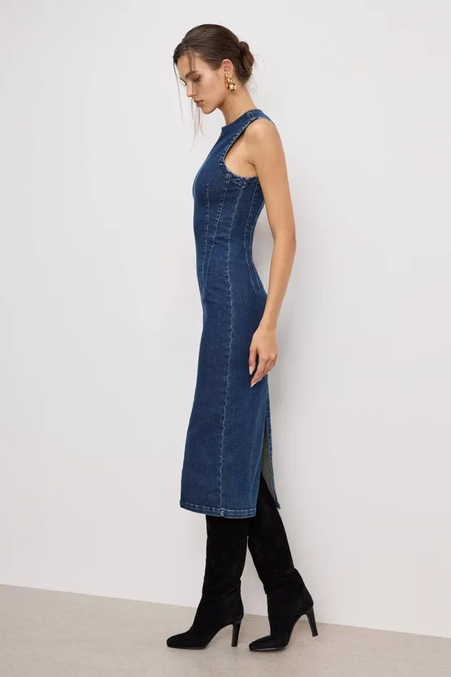Women GOOD AMERICAN Dresses DENIM MIDIDRESS Indigo724 Women GOOD AMERICAN Dresses DENIM MIDIDRESS Indigo724