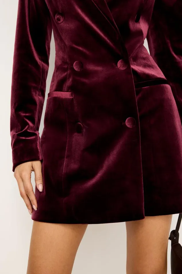 Women GOOD AMERICAN Dresses VELVET BLAZER MINIDRESS Oxblood002