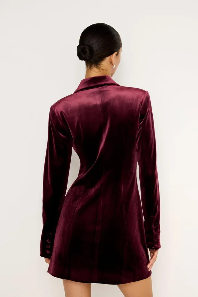 Women GOOD AMERICAN Dresses VELVET BLAZER MINIDRESS Oxblood002