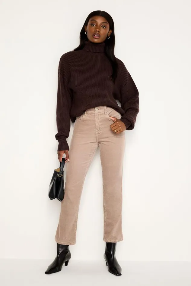 Women GOOD AMERICAN Jeans GOOD CURVE STRAIGHT CORDUROYPANTS Flax001