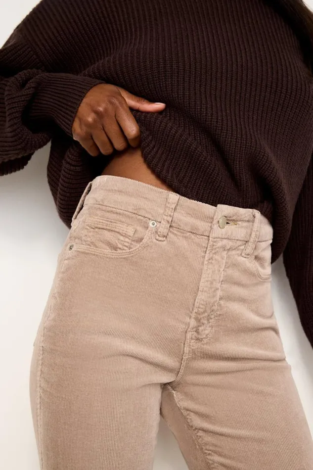 Women GOOD AMERICAN Jeans GOOD CURVE STRAIGHT CORDUROYPANTS Flax001