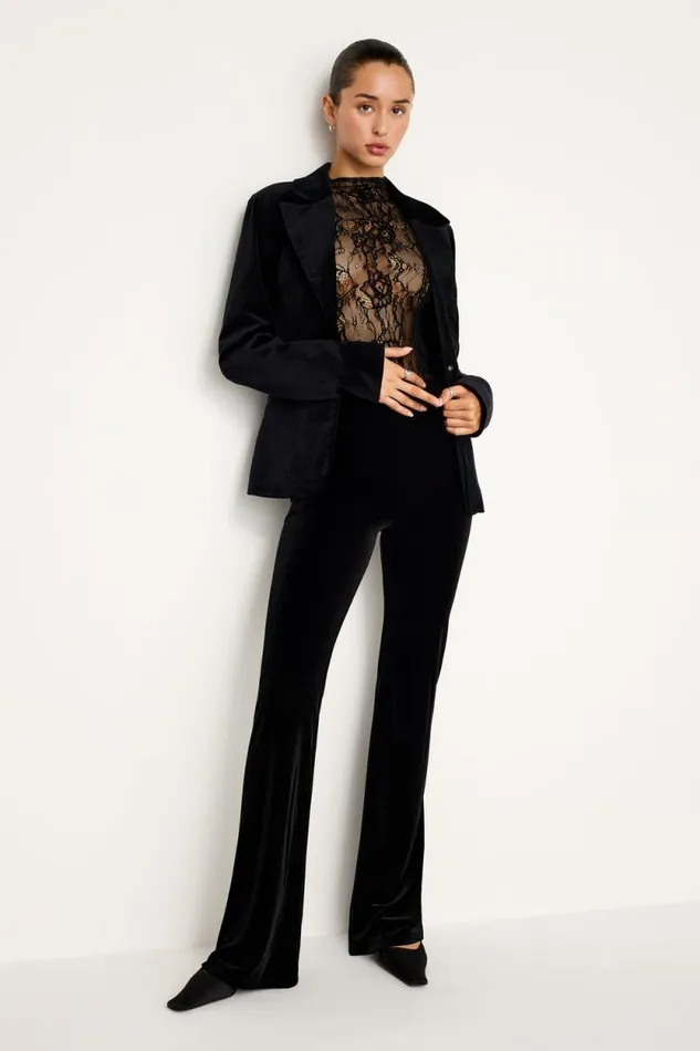 Women GOOD AMERICAN Pants FLARE VELVETPANTS Black001