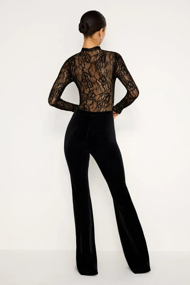 Women GOOD AMERICAN Pants FLARE VELVETPANTS Black001