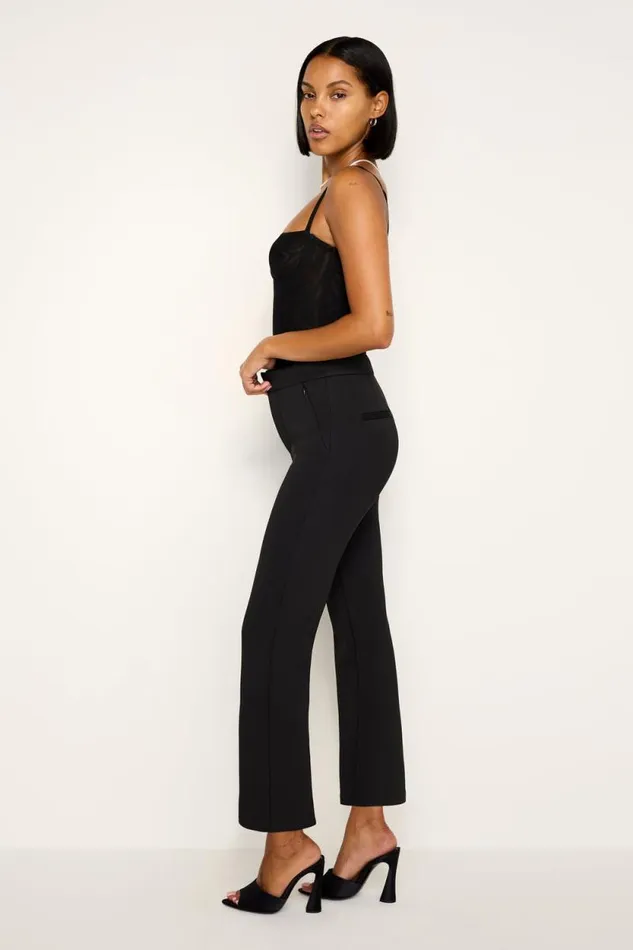 Women GOOD AMERICAN Pants SCUBA CROPPED STRAIGHTTROUSERS Black001