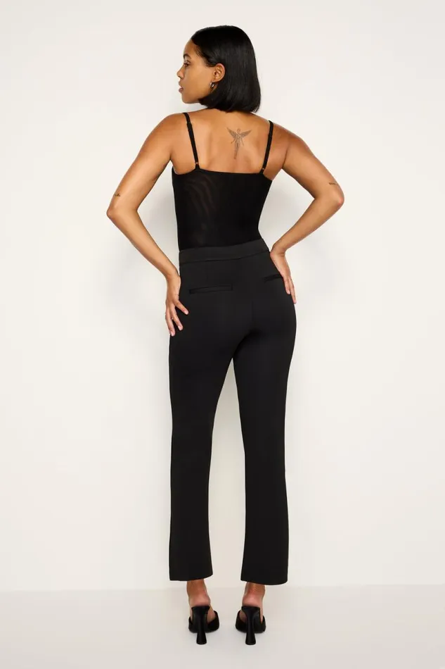 Women GOOD AMERICAN Pants SCUBA CROPPED STRAIGHTTROUSERS Black001